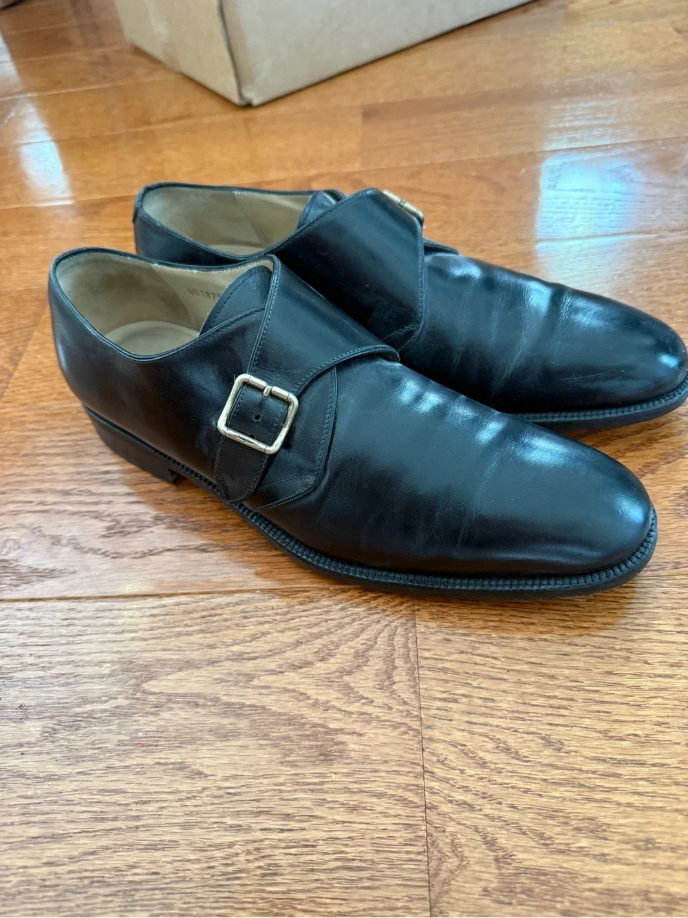 Salvatore Ferragamo Black Single Monk Strap Leather Shoes